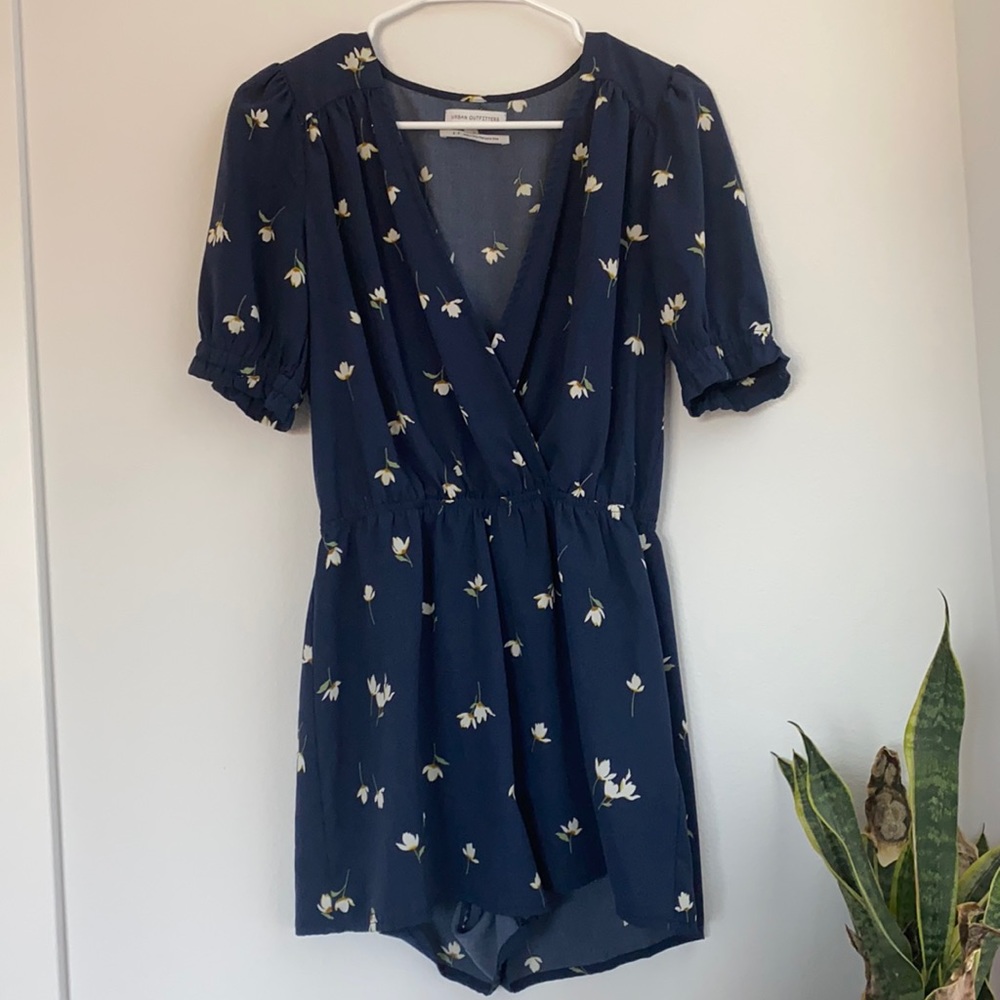 Navy floral romper